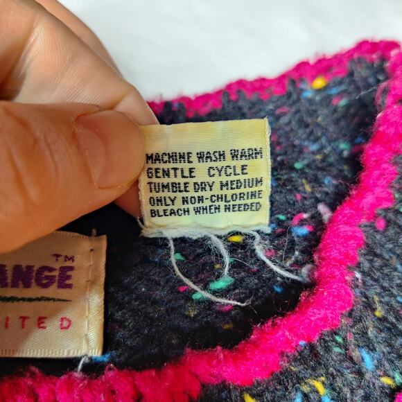 Vtg 90s Exchange Unlimited Wool Blend Geometric Donegal Speckled Sweater Small - Picture 7 of 9